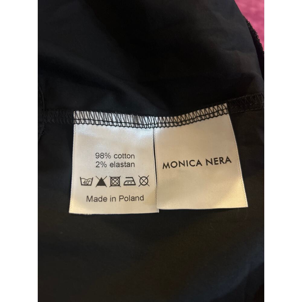 MONICA NERA Tiered Dress FEMININE SUSTAINABLE FASH Cotton NWT Sz XL Black Poplin - Picture 7 of 9